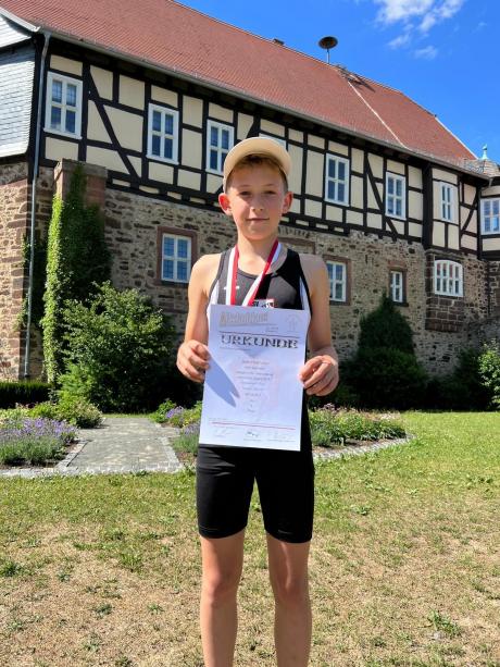 Jean Heilmann als Sieger über die 1,2km Strecke