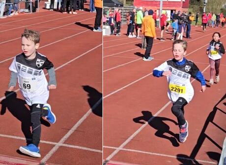 Erik beim 400m Lauf und über 1000m Jonas mit Hira kurz vorm Ziel