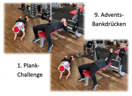 Adventsbankdrücken & Plank-Challenge